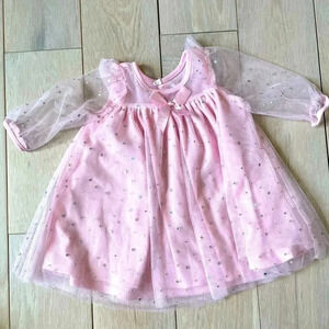 Nannette pink and glitter dress EUC Size 3/6 months